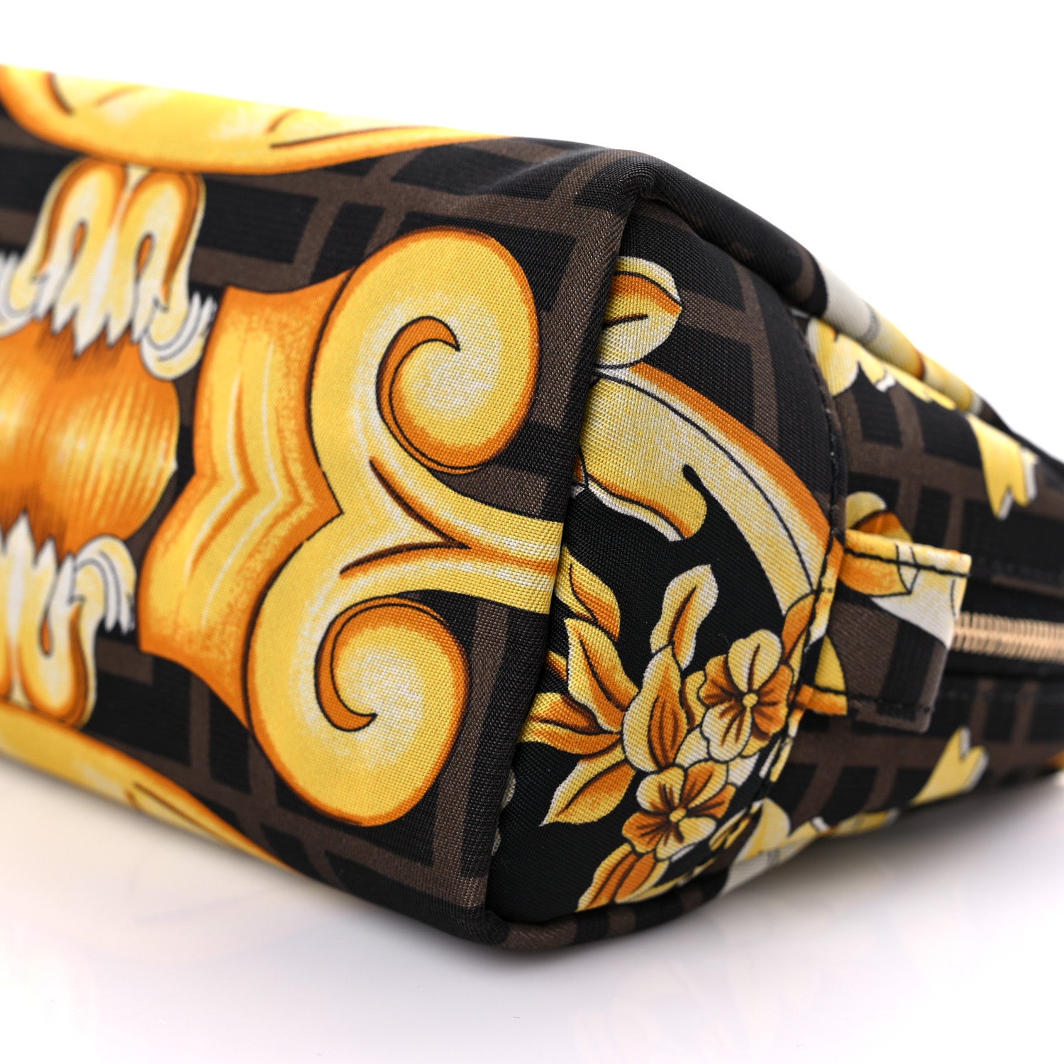 Fendi X VERSACE Nylon Fendace FF Baroque Print Small Trapezoid Beauty Pouch Gold 8 of 8