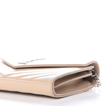 Saint Laurent Grain De Poudre Matelasse Chevron Monogram Chain Wallet Nude Powder 7 of 8