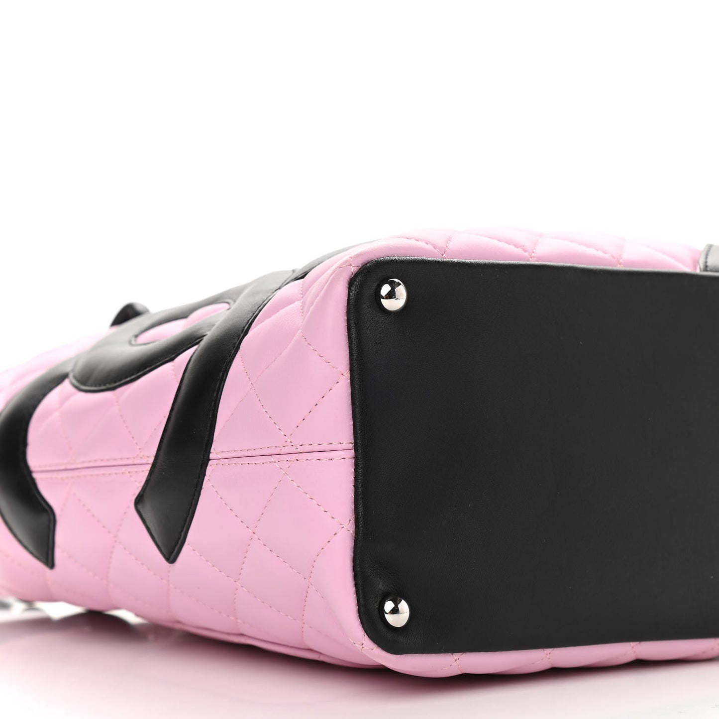 Calfskin Quilted Medium Cambon Tote Pink Black