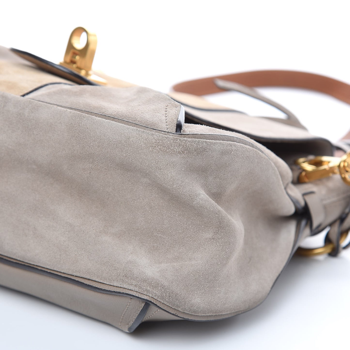 Suede Calfskin Small Lexa Shoulder Bag Motty Grey