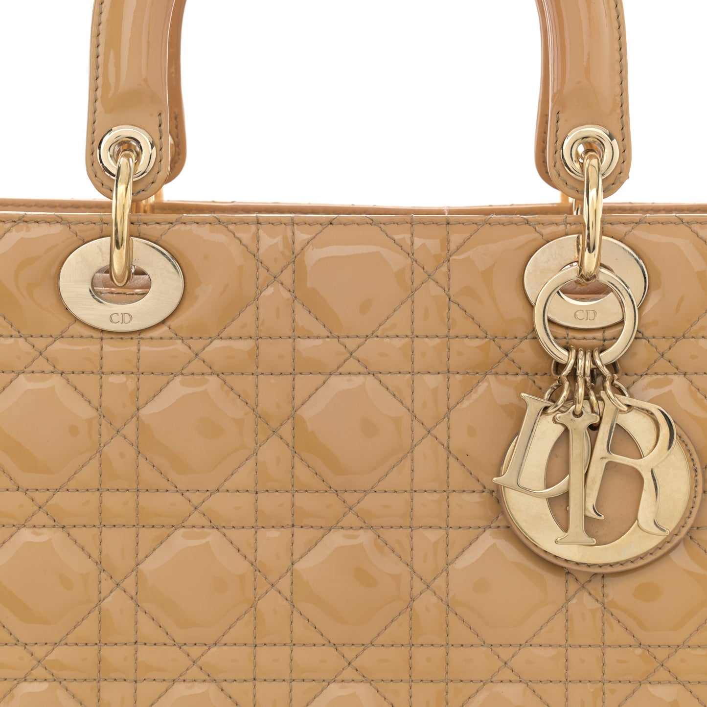 Patent Cannage Large Lady Dior Beige