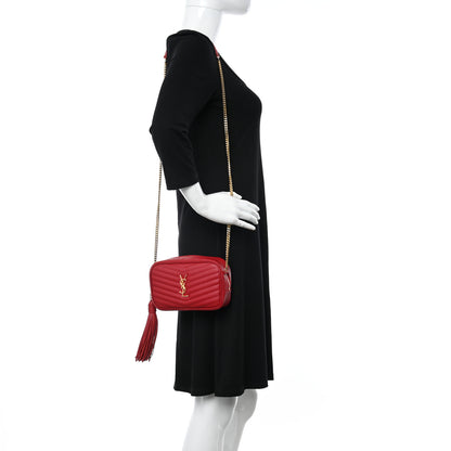 Saint Laurent Grain De Poudre Matelasse Monogram Mini Lou Camera Bag Eros Red 2 of 10