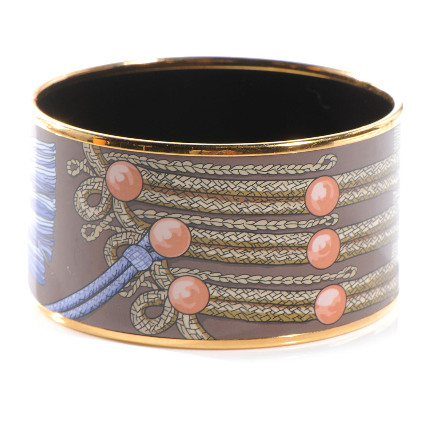 Enamel Printed Brandebourgs Extra Wide Bracelet 65 Passe Brown