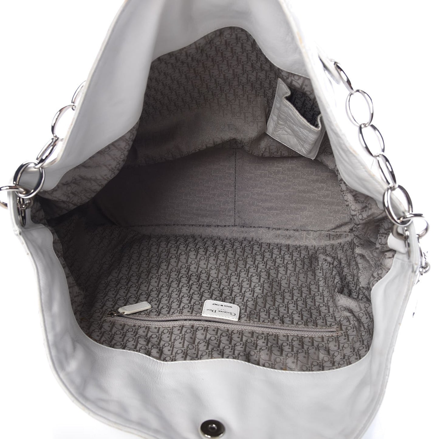 Lambskin Cannage Large Dior Soft Hobo White