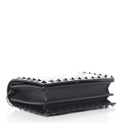 Valentino Garavani Vitello Chevron Rockstud Wallet on Chain Light Ivory Black 4 of 7