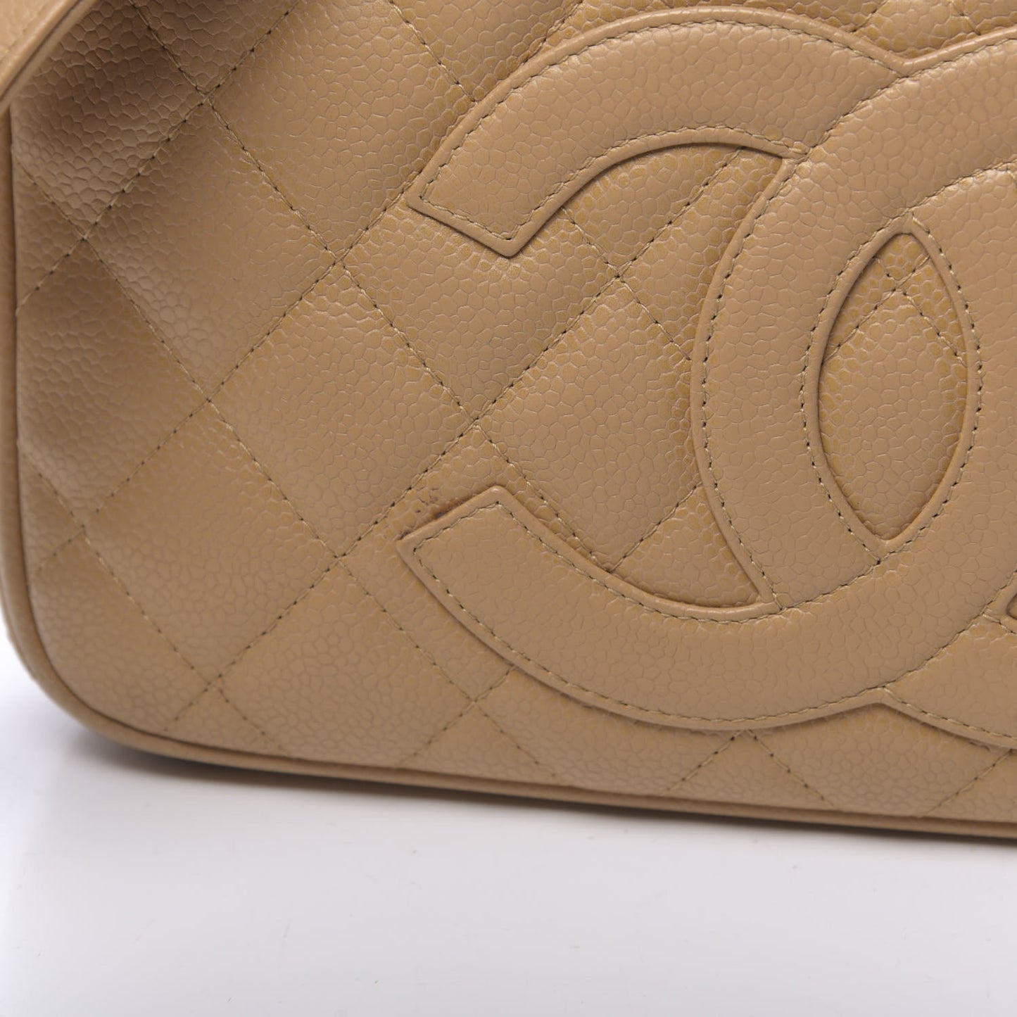 Caviar Quilted Timeless CC Shoulder Bag Beige