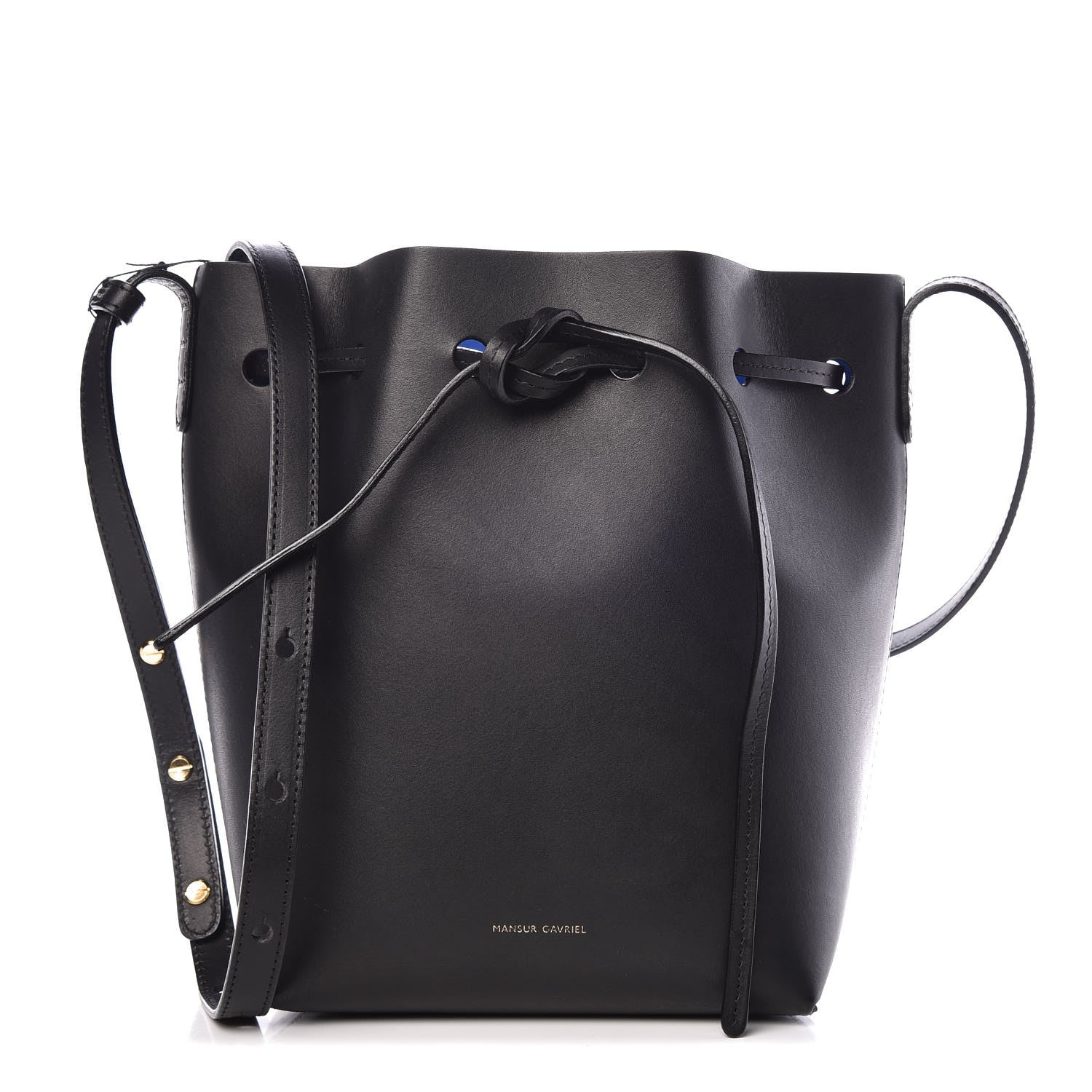 Mansur Gavriel Calfskin Mini Bucket Bag Black Royal 1 of 7
