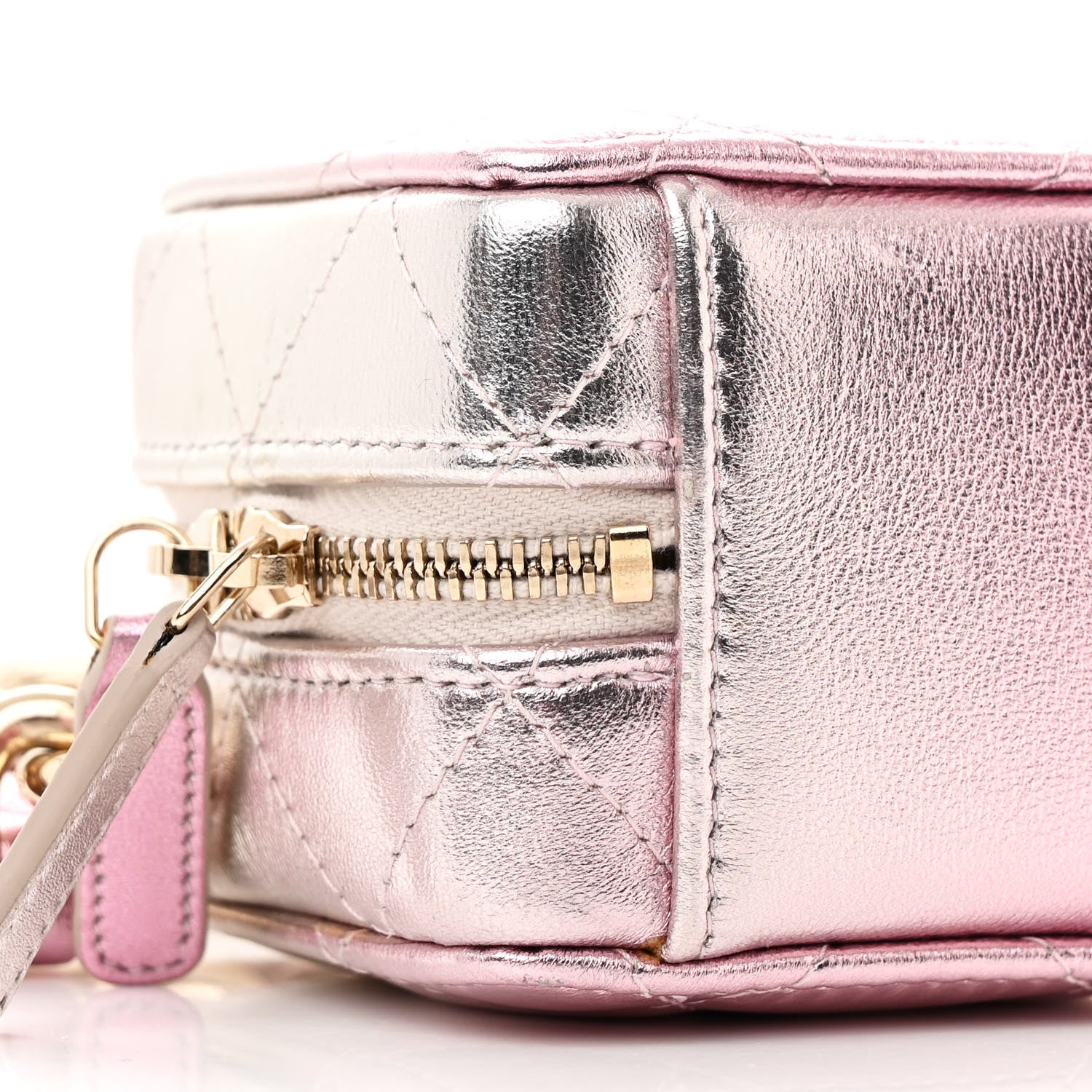 Chanel Gradient Metallic Lambskin Quilted Like A Wallet Clutch With Chain Gold Pink 9 of 13