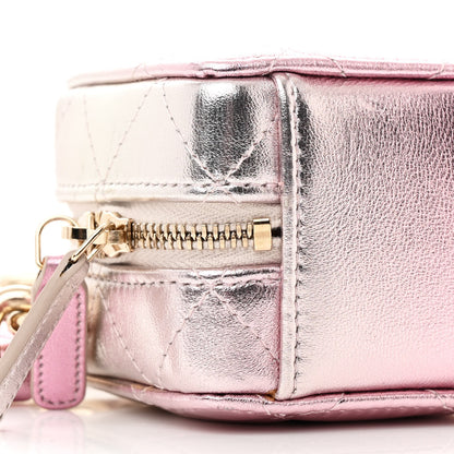 Chanel Gradient Metallic Lambskin Quilted Like A Wallet Clutch With Chain Gold Pink 9 of 13