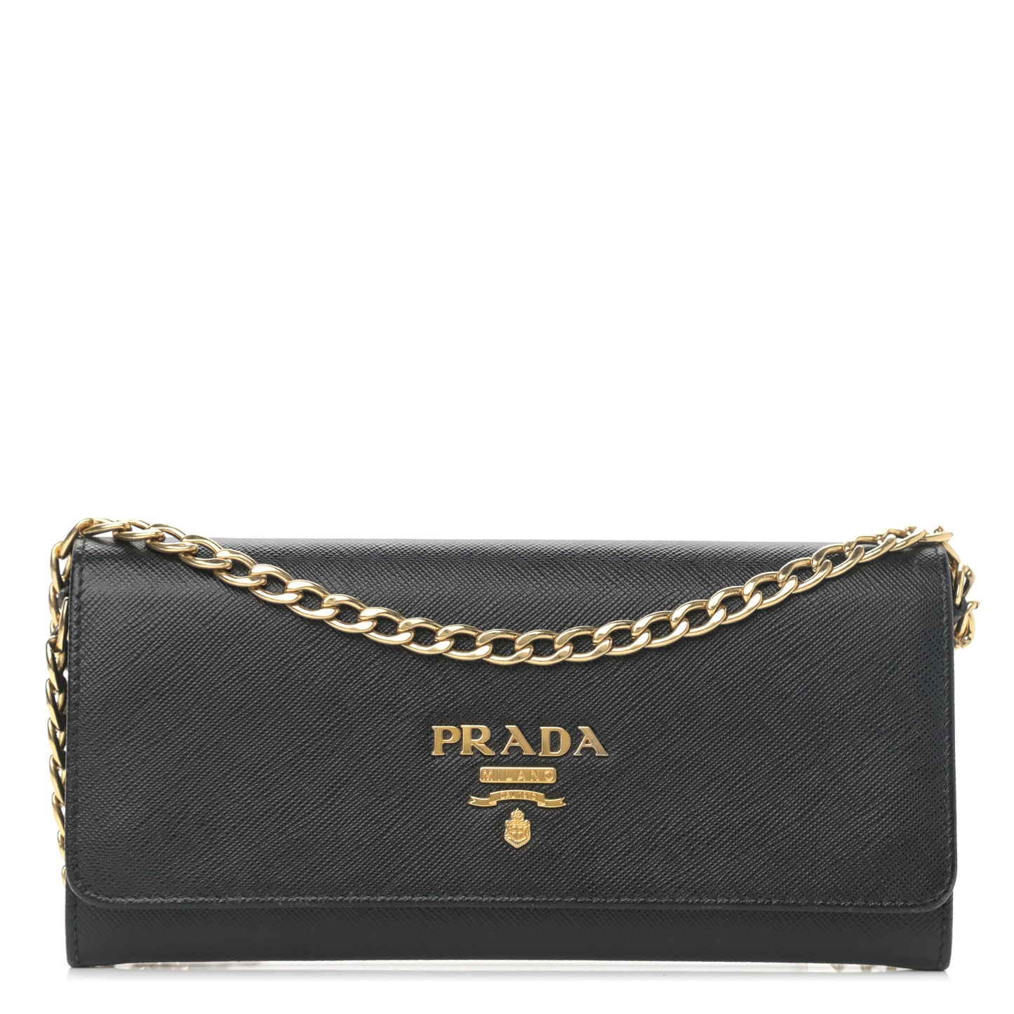 Saffiano Lux Chain Wallet Black