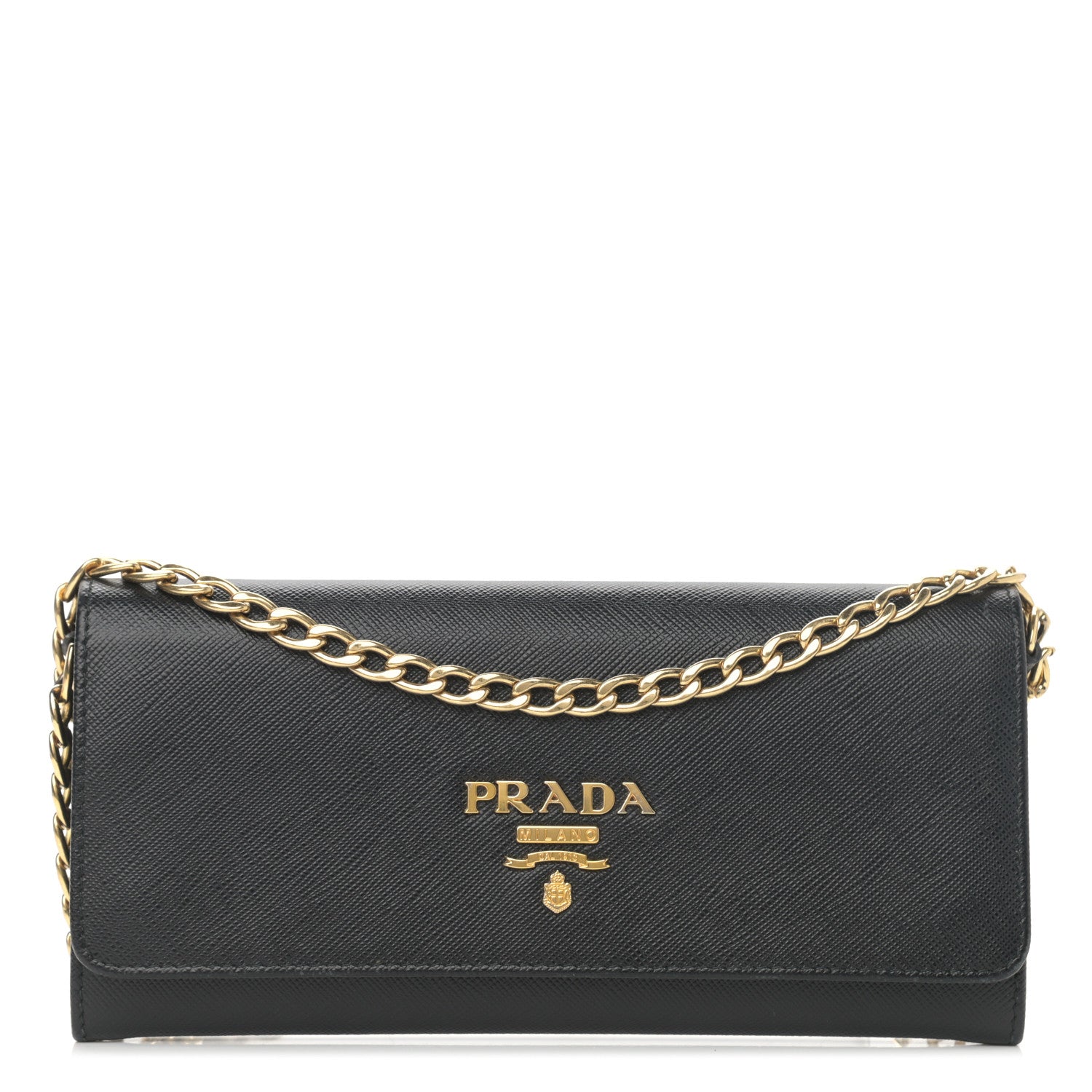 Prada Saffiano Lux Chain Wallet Black 1 of 9