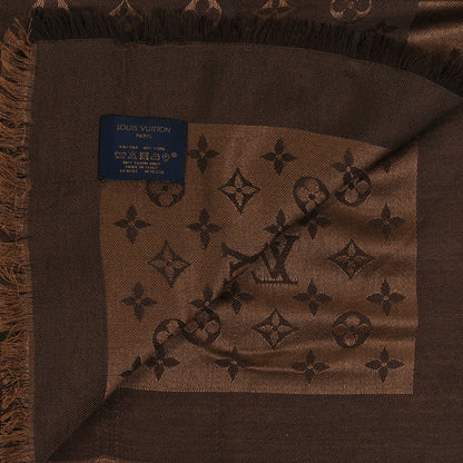 Louis Vuitton Silk Wool Monogram Denim Shawl Chocolate 3 of 3