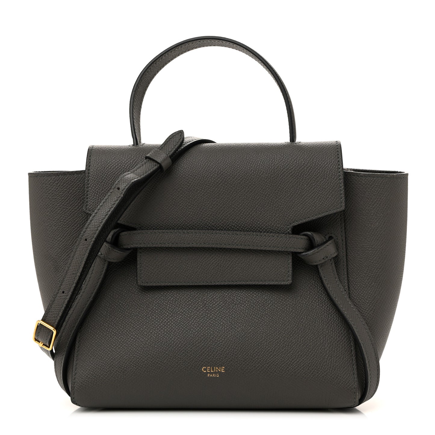 Grained Calfskin Nano Belt Bag Grey
