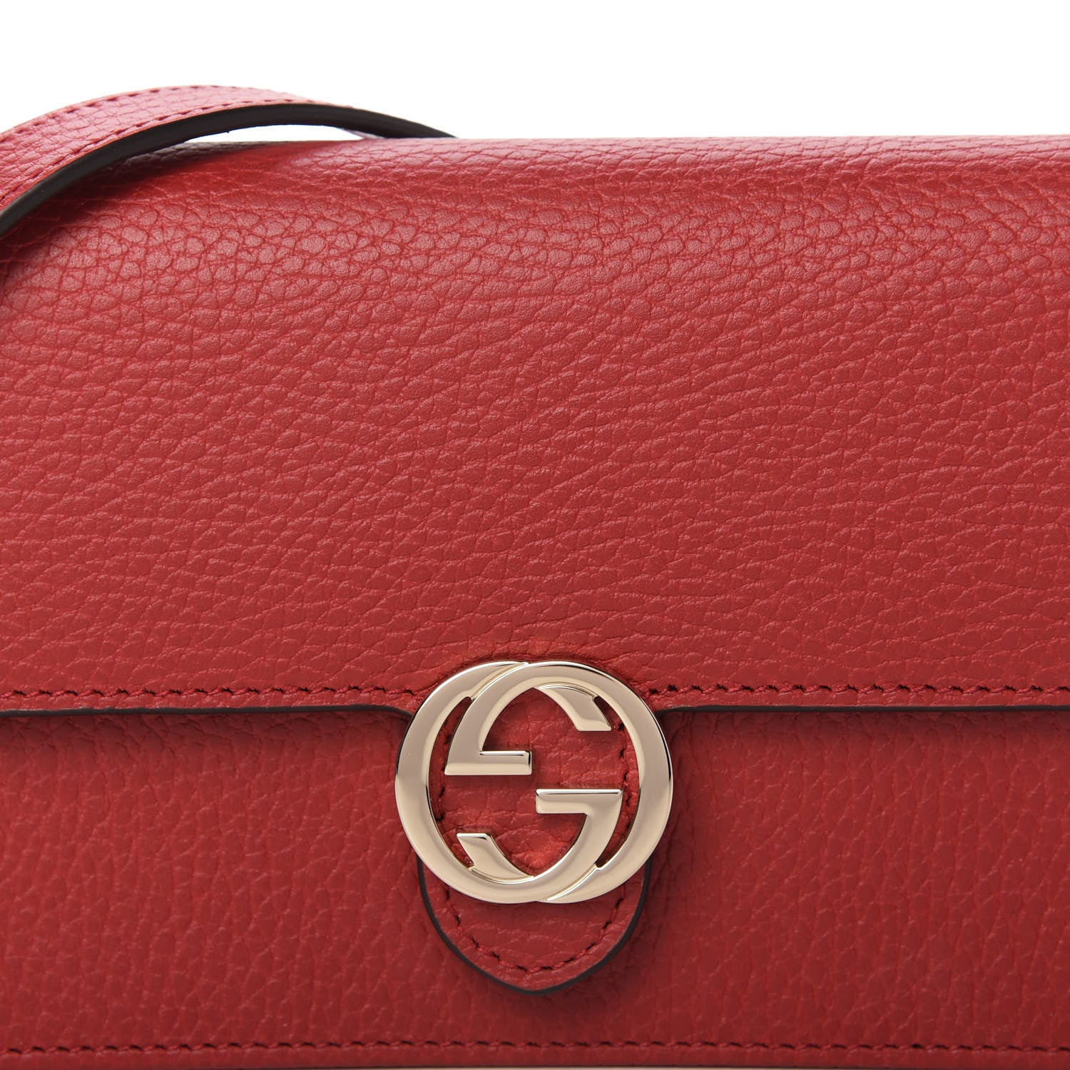 Gucci Dollar Calfskin Interlocking G Chain Wallet Red 10 of 11
