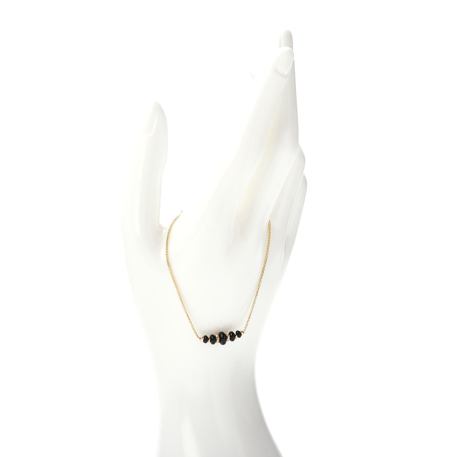 David Yurman 18K Yellow Gold Black Onyx Rio Rondelle Short Station Bracelet 2 of 4