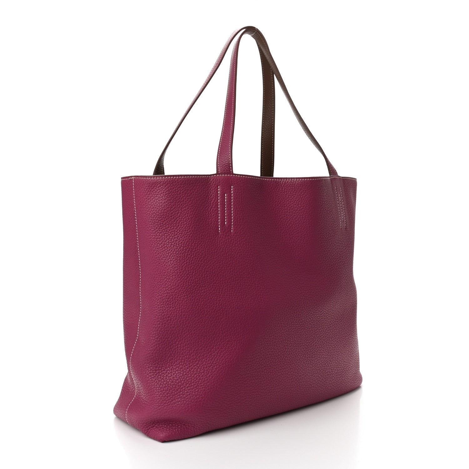 Hermes Taurillon Clemence Double Sens 45 Reversible Tote Marron D'Inde Tosca 2 of 15