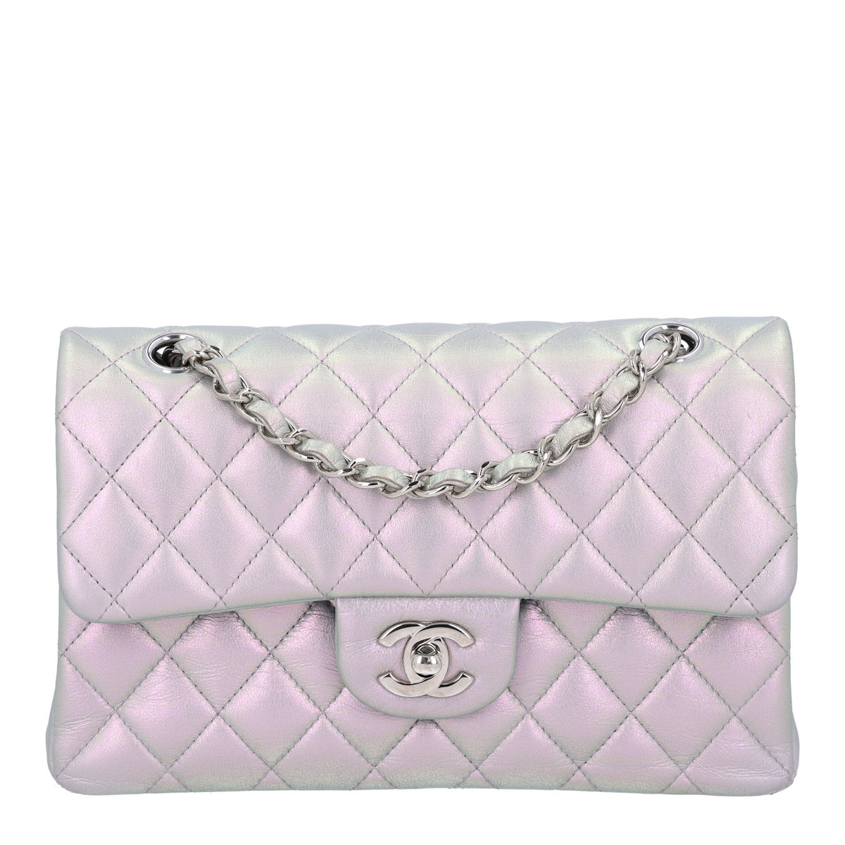 Chanel Iridescent Calfskin Quilted Small Double Flap Light Purple 1 of 10