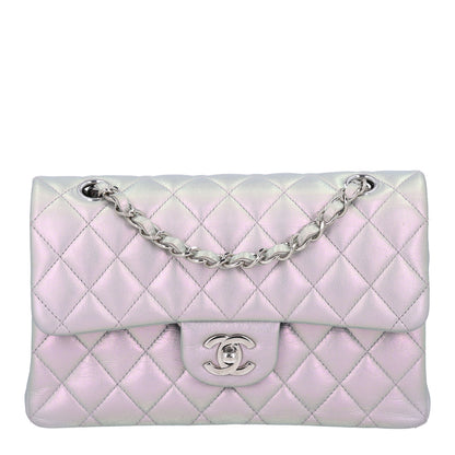 Chanel Iridescent Calfskin Quilted Small Double Flap Light Purple 1 of 10