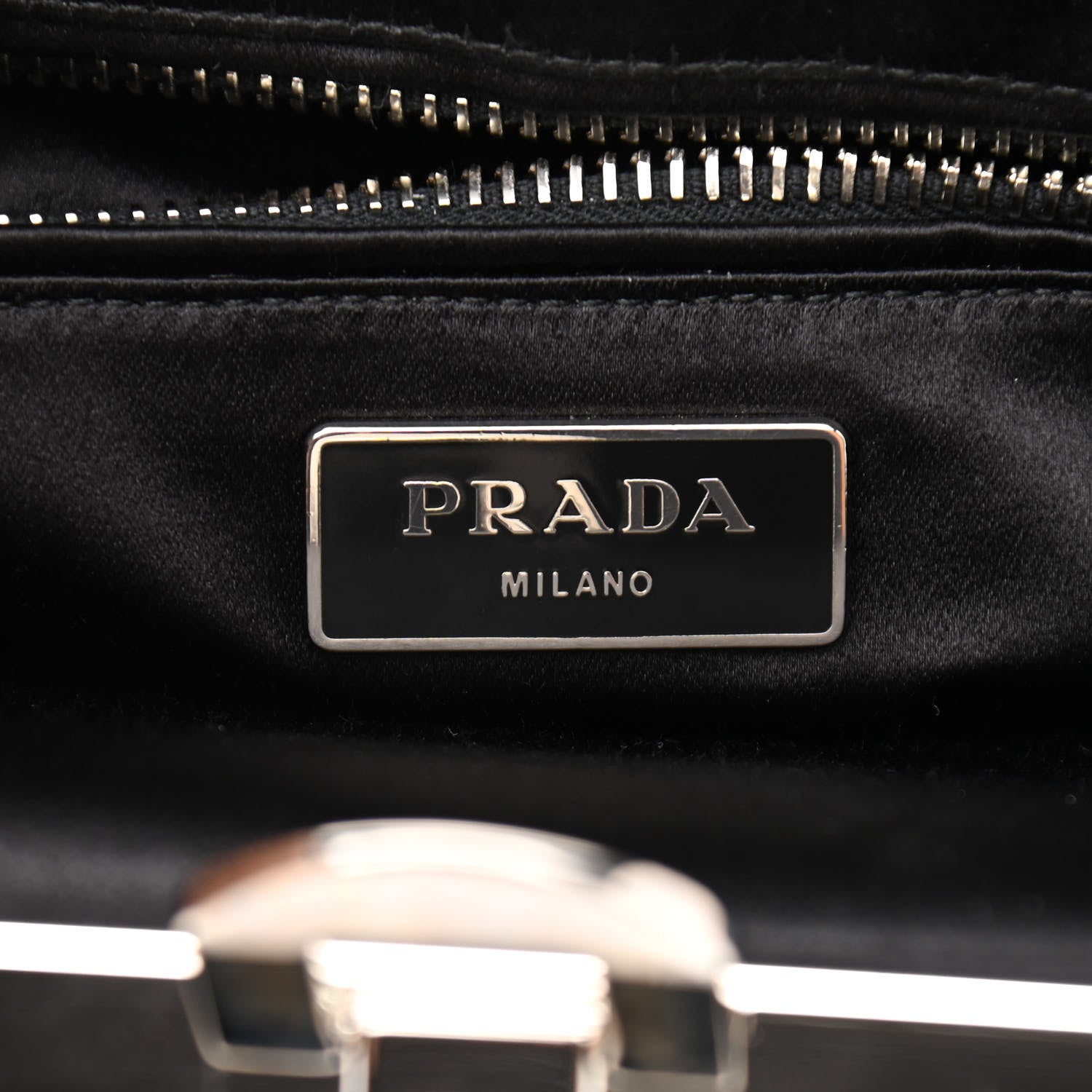 Prada Satin Raso Crystal Embellished Ricamo Shoulder Bag Black 7 of 11
