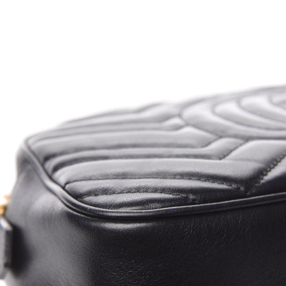 Gucci Calfskin Matelasse Small GG Marmont Chain Shoulder Bag Black 10 of 12