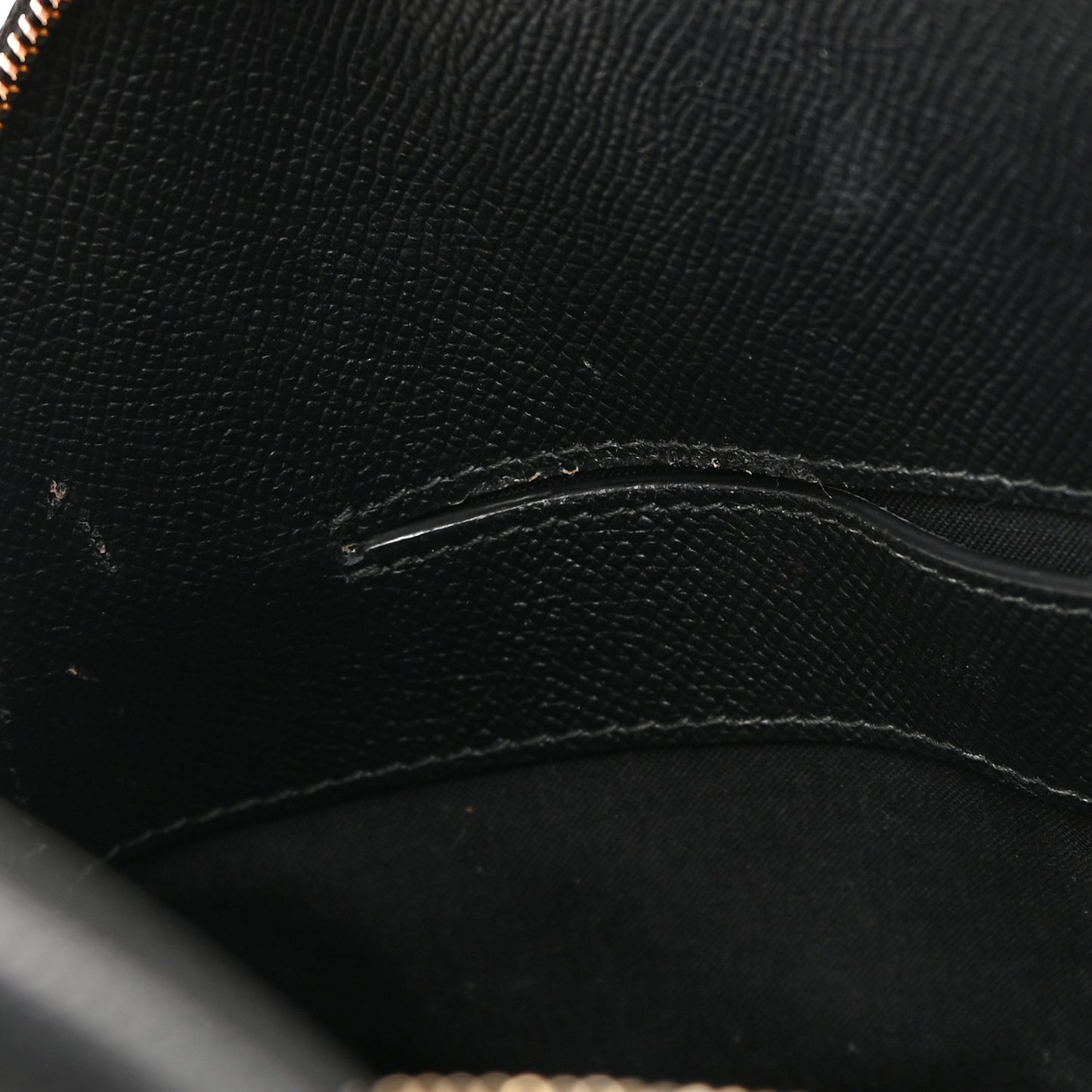 Signature Grained Calfskin Logo S Ville Top Handle Bag Black White