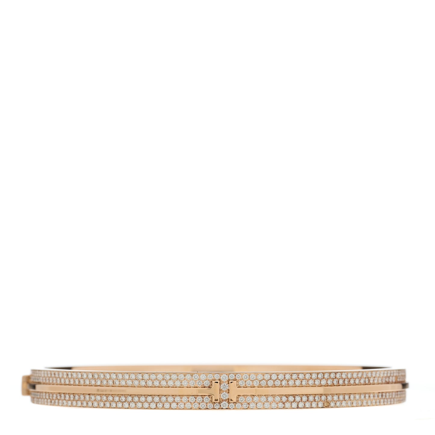 18K Rose Gold Diamond T Hinged Pave Bracelet