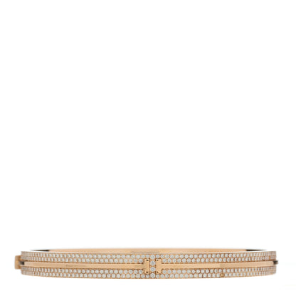 Tiffany 18K Rose Gold Diamond T Hinged Pave Bracelet 1 of 4