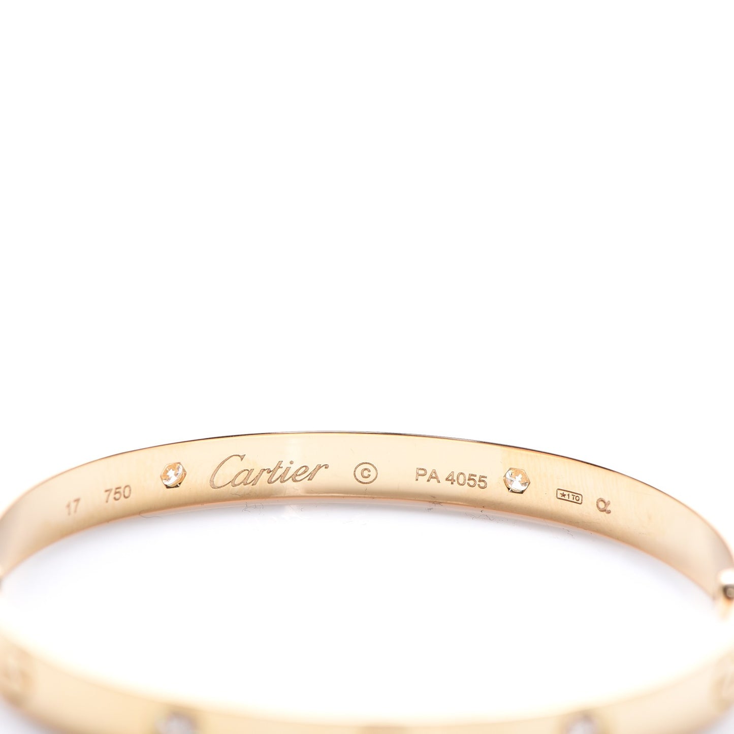18K Yellow Gold 4 Diamond LOVE Bracelet 17