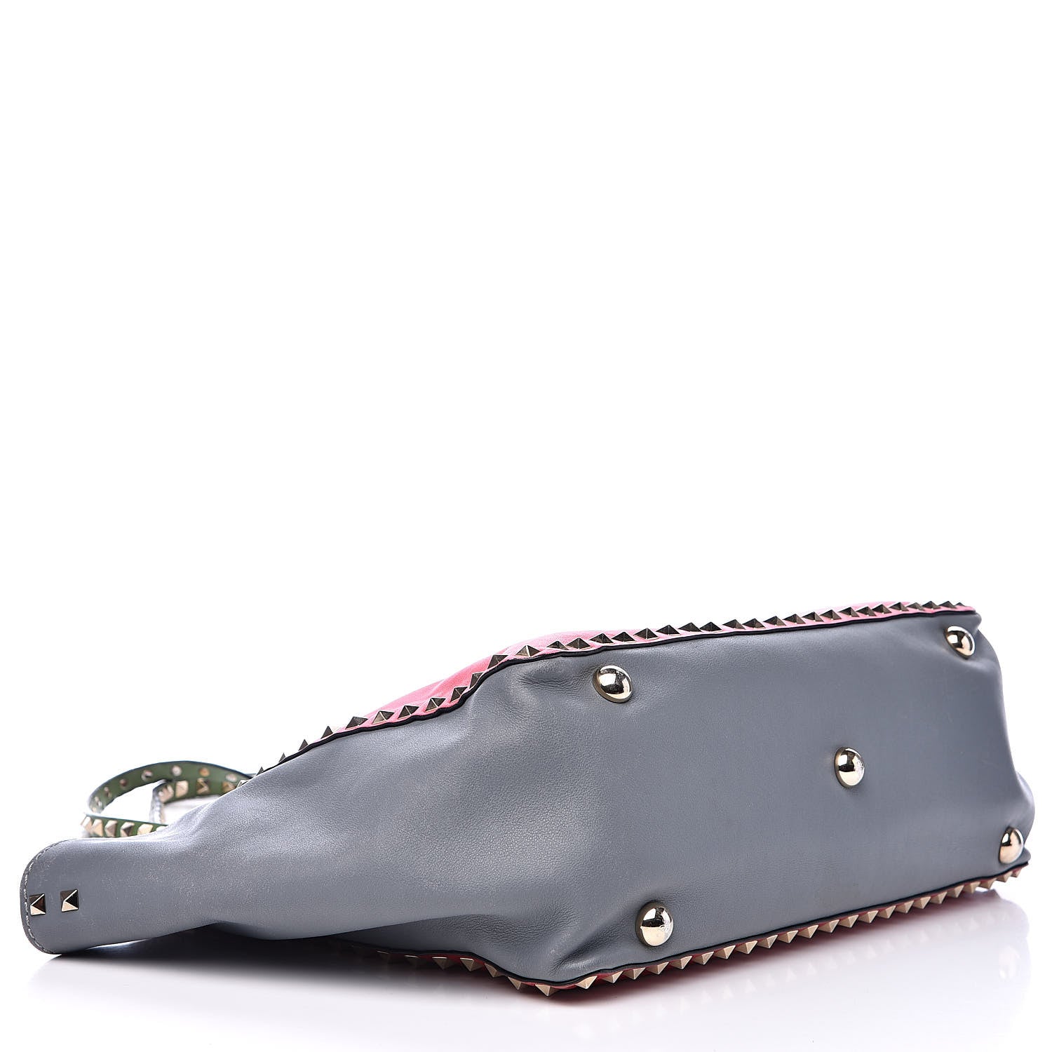 Valentino Garavani Vitello Colorblock Medium Rockstud Tote Deep Rose Clover Grey Scarlet 4 of 20