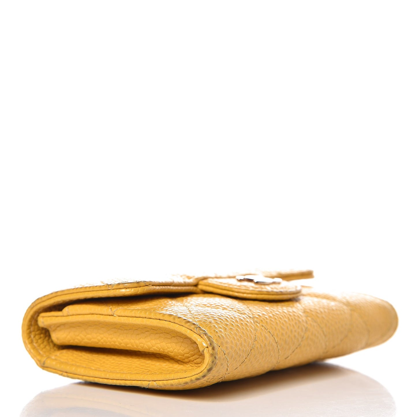 Caviar Quilted Flap Card Holder Yellow