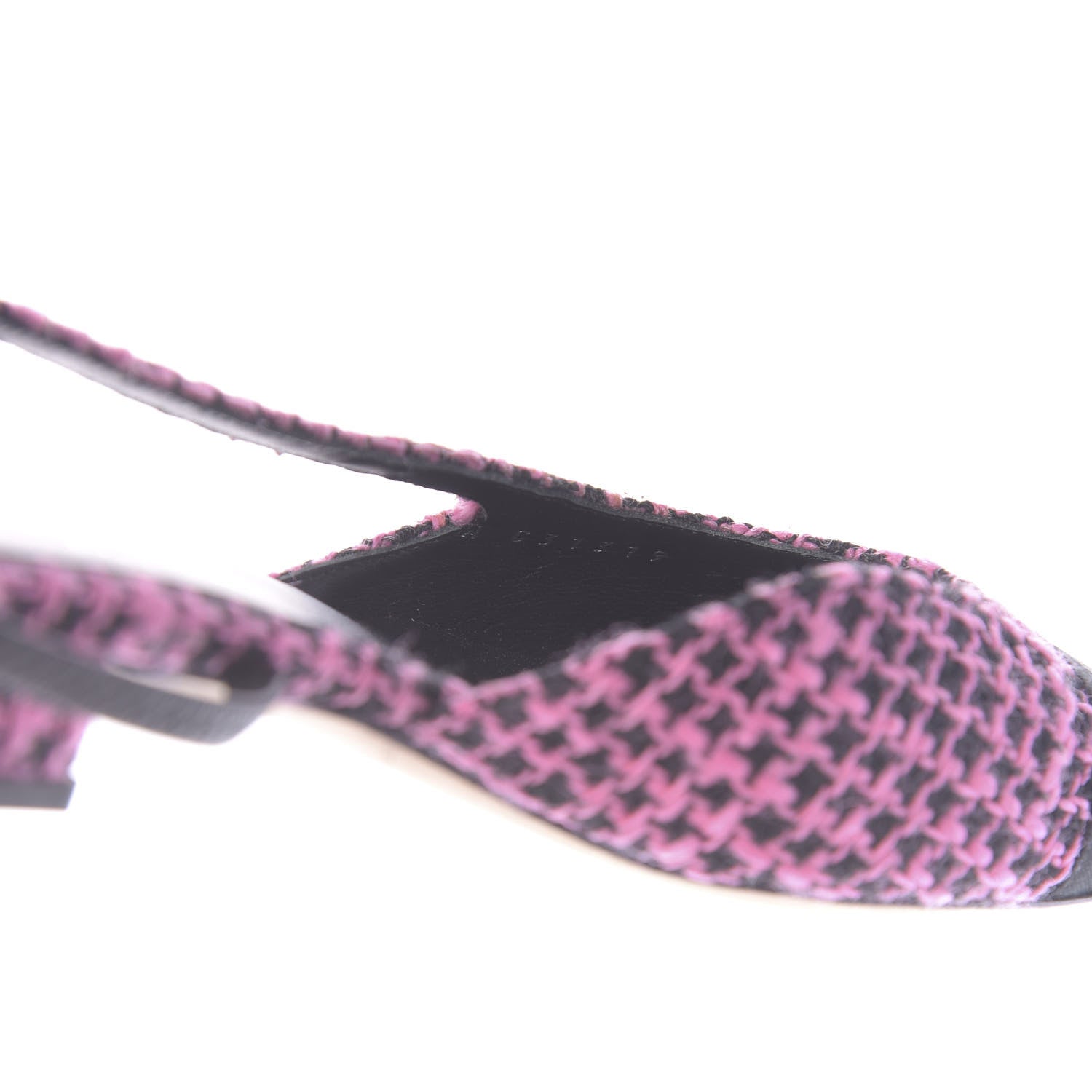 Chanel Tweed Grosgrain Cap Toe CC Slingback Flat 39 Pink Black 8 of 10