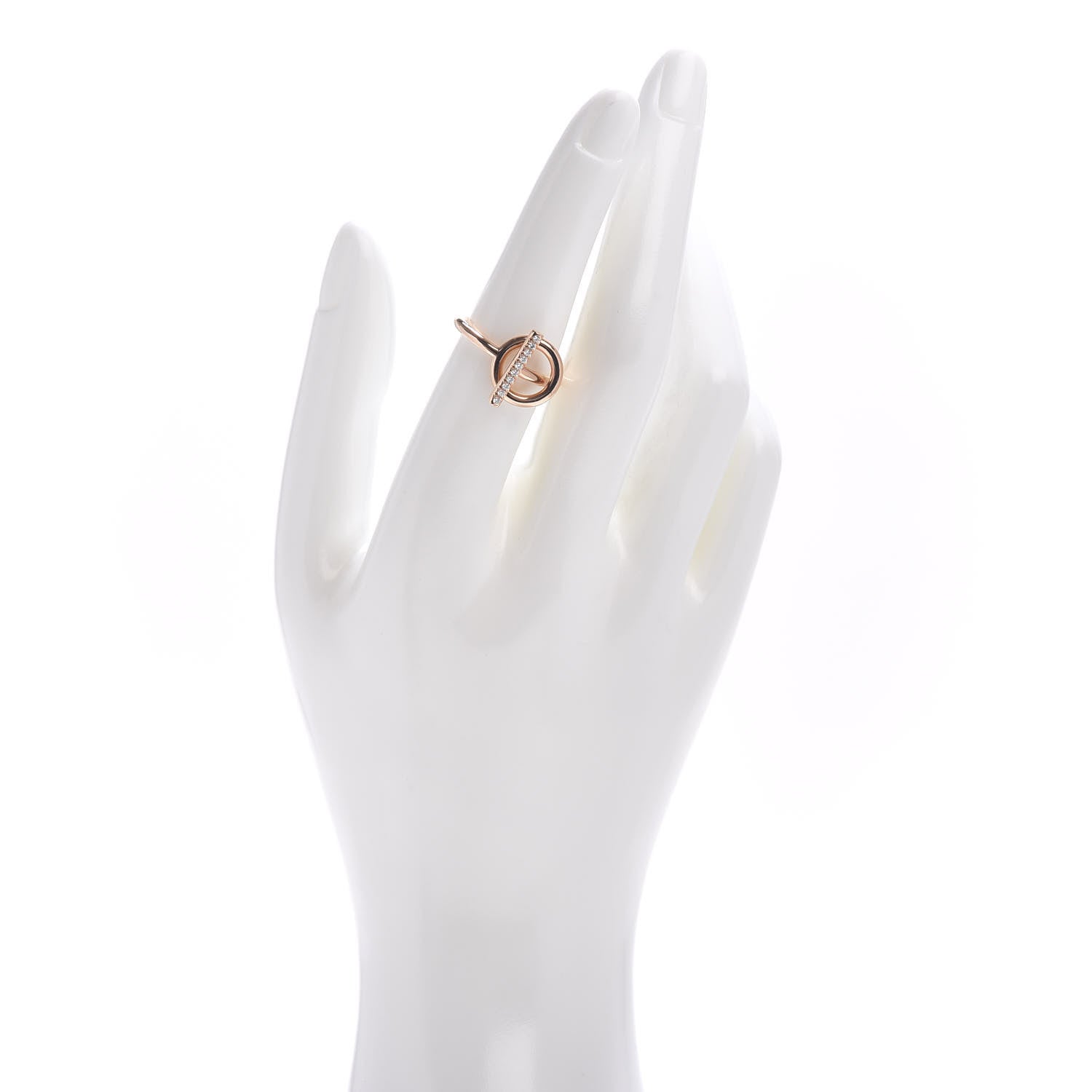 Hermes 18K Rose Gold Diamond PM Echappee Ring 53 6.25 2 of 6