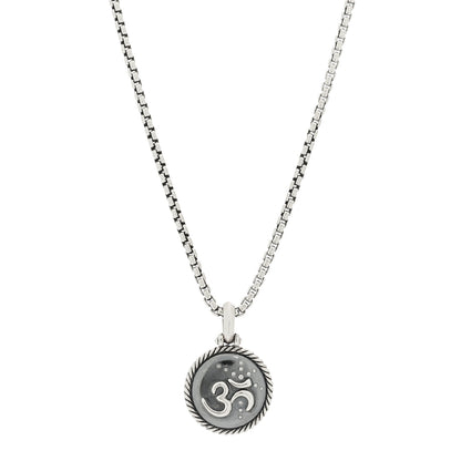 David Yurman Sterling Silver Diamond Om Amulet Charm Necklace 1 of 7