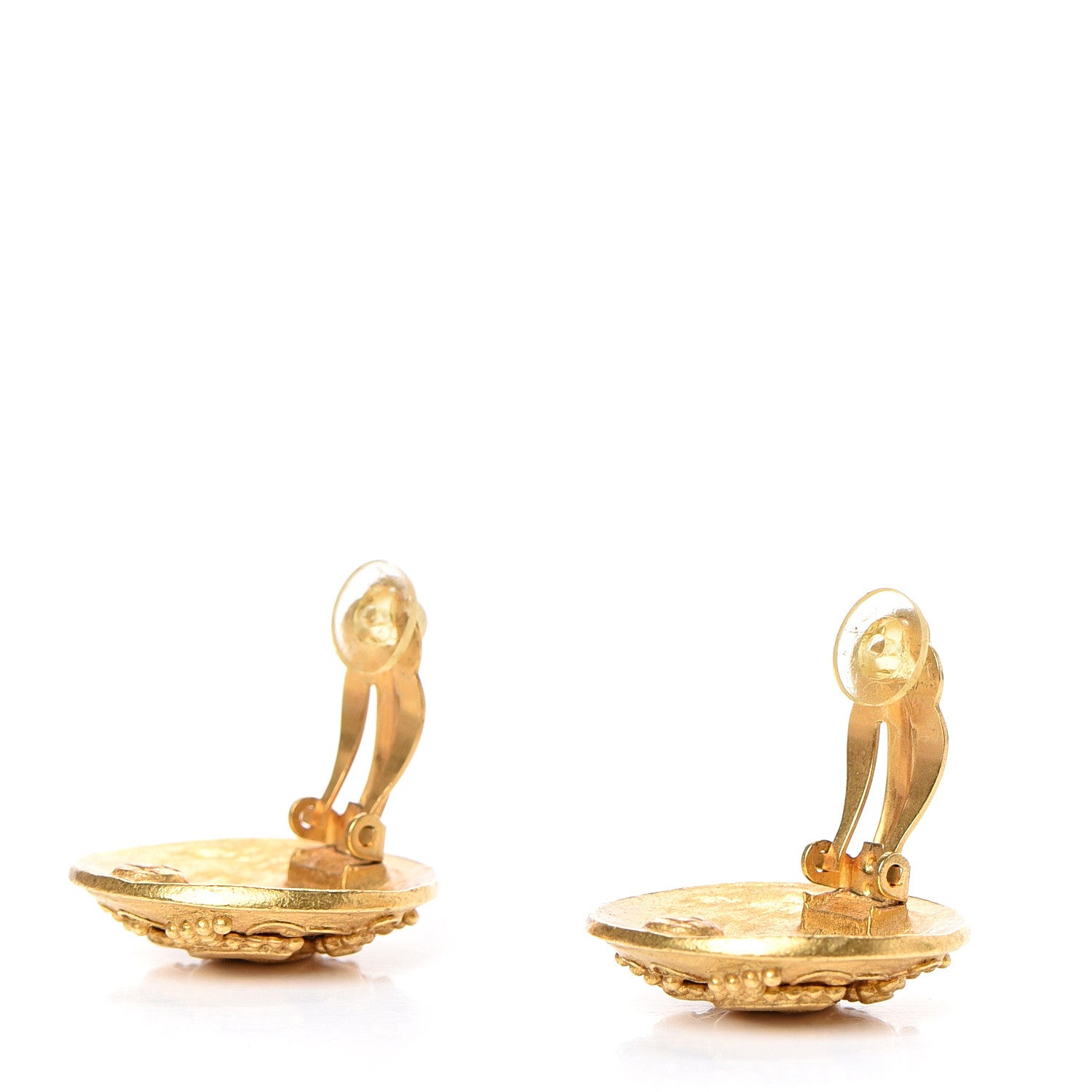 Chanel CC Button Clip On Earrings Gold 3 of 4