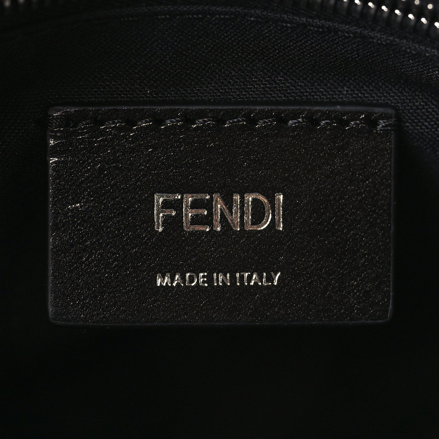 Vitello Grace F is Fendi Bi-Color FF 1974 Embossed Zip Pouch Maya Black