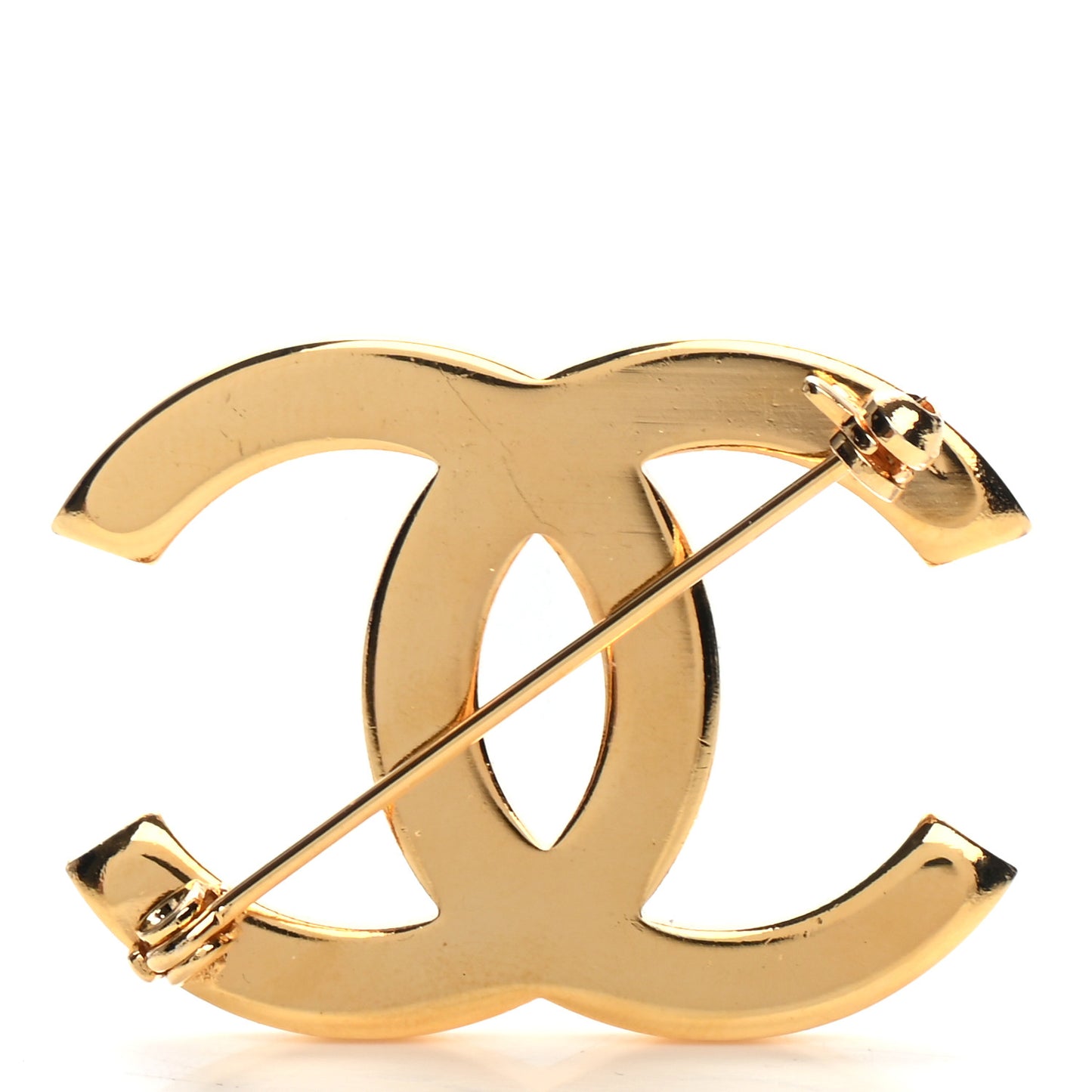 Metal Large CC Brooch Gold