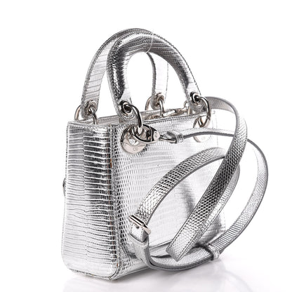 Christian Dior Metallic Lizard Mini Lady Dior Silver 3 of 13
