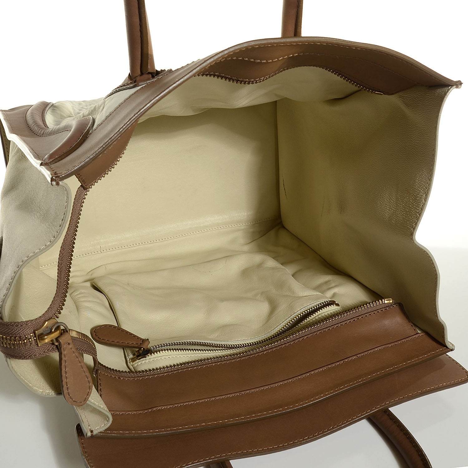 Celine Smooth Calfskin Shrunken Lambskin Mini Tri-Color Luggage Chalk 5 of 8