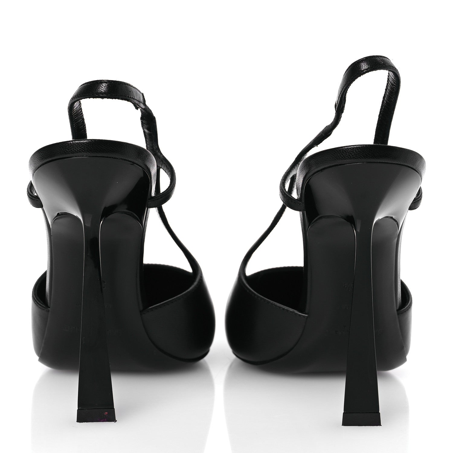 Saint Laurent Smooth Calfskin Jeanne 110 Slingback Pumps 39.5 Black Gold 6 of 13