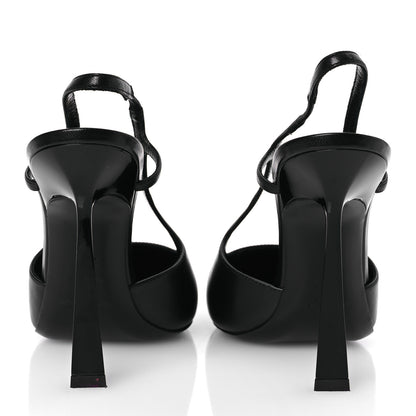 Saint Laurent Smooth Calfskin Jeanne 110 Slingback Pumps 39.5 Black Gold 6 of 13