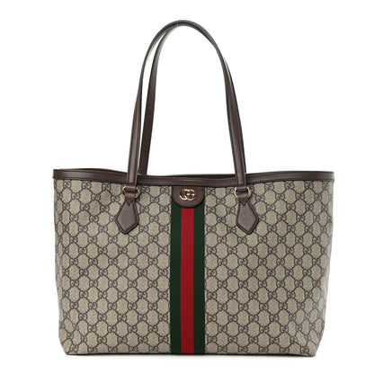 Gucci GG Supreme Monogram Medium Ophidia Shopping Tote Brown 1 of 10