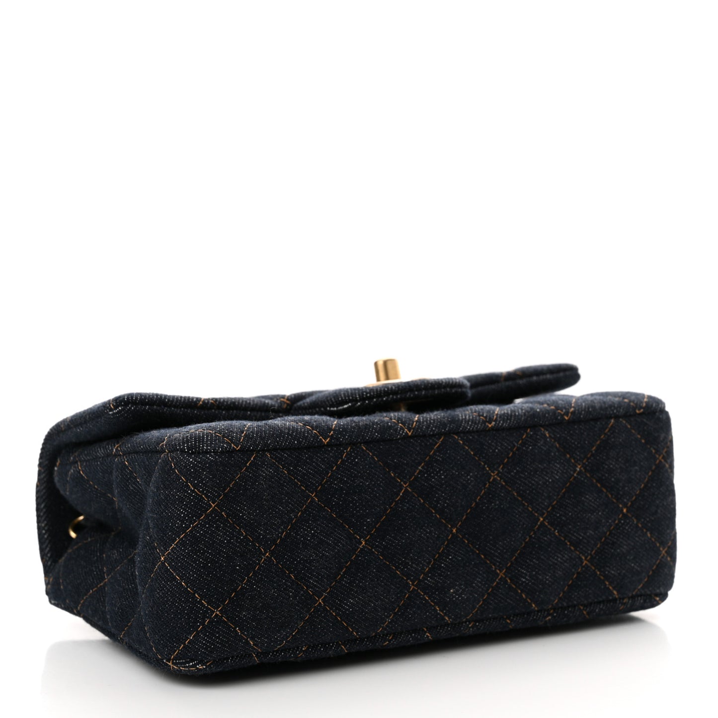 Denim Quilted Mini Rectangular Flap Dark Blue