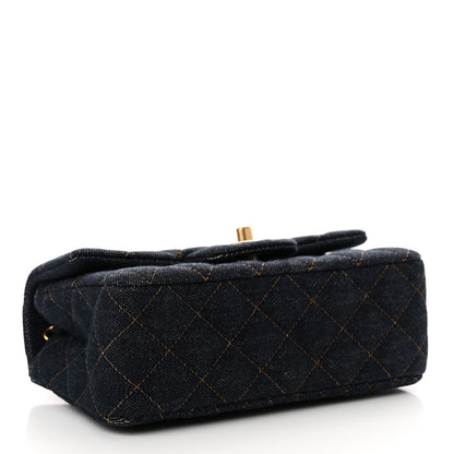 Chanel Denim Quilted Mini Rectangular Flap Dark Blue 3 of 10