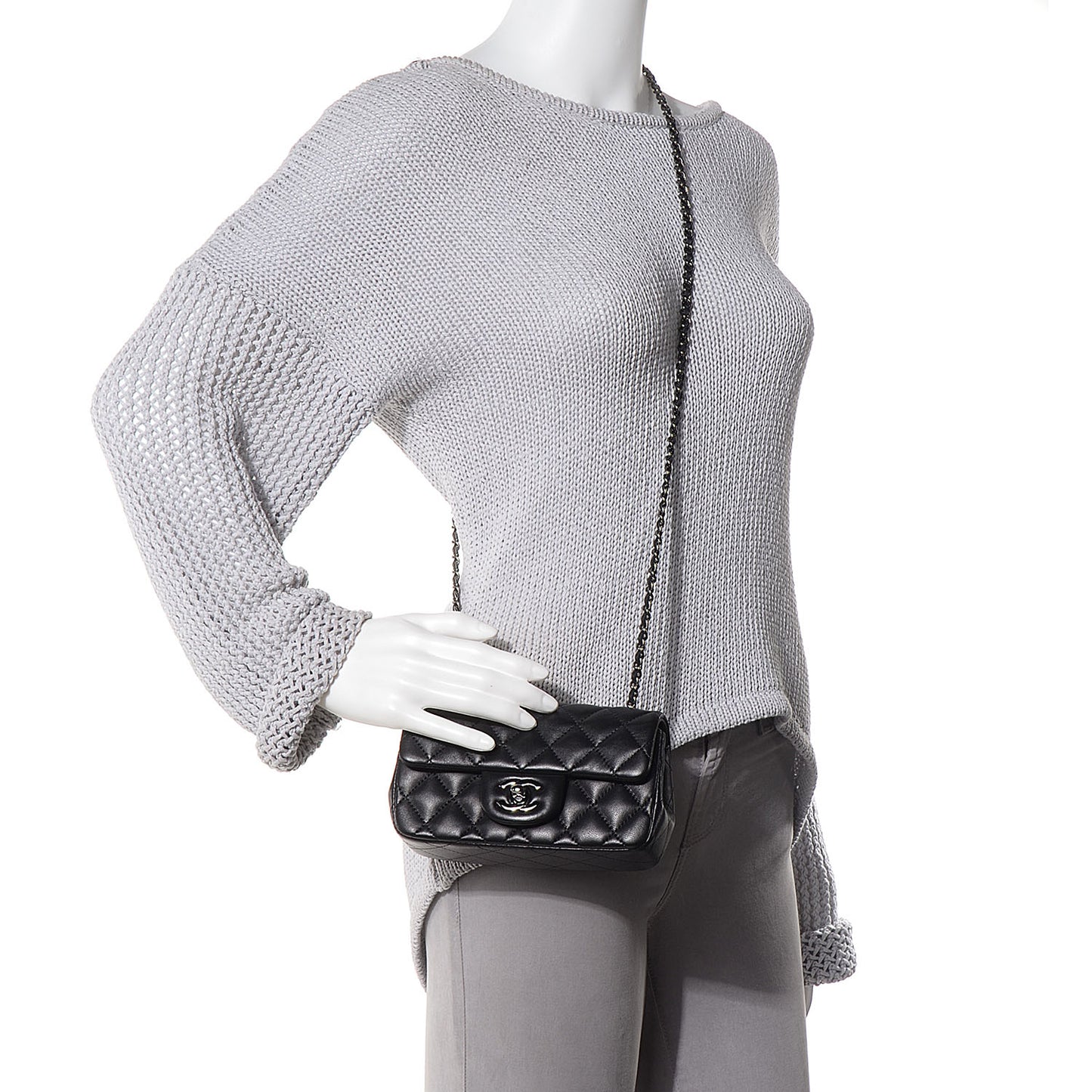 Lambskin Quilted Extra Mini Flap Black