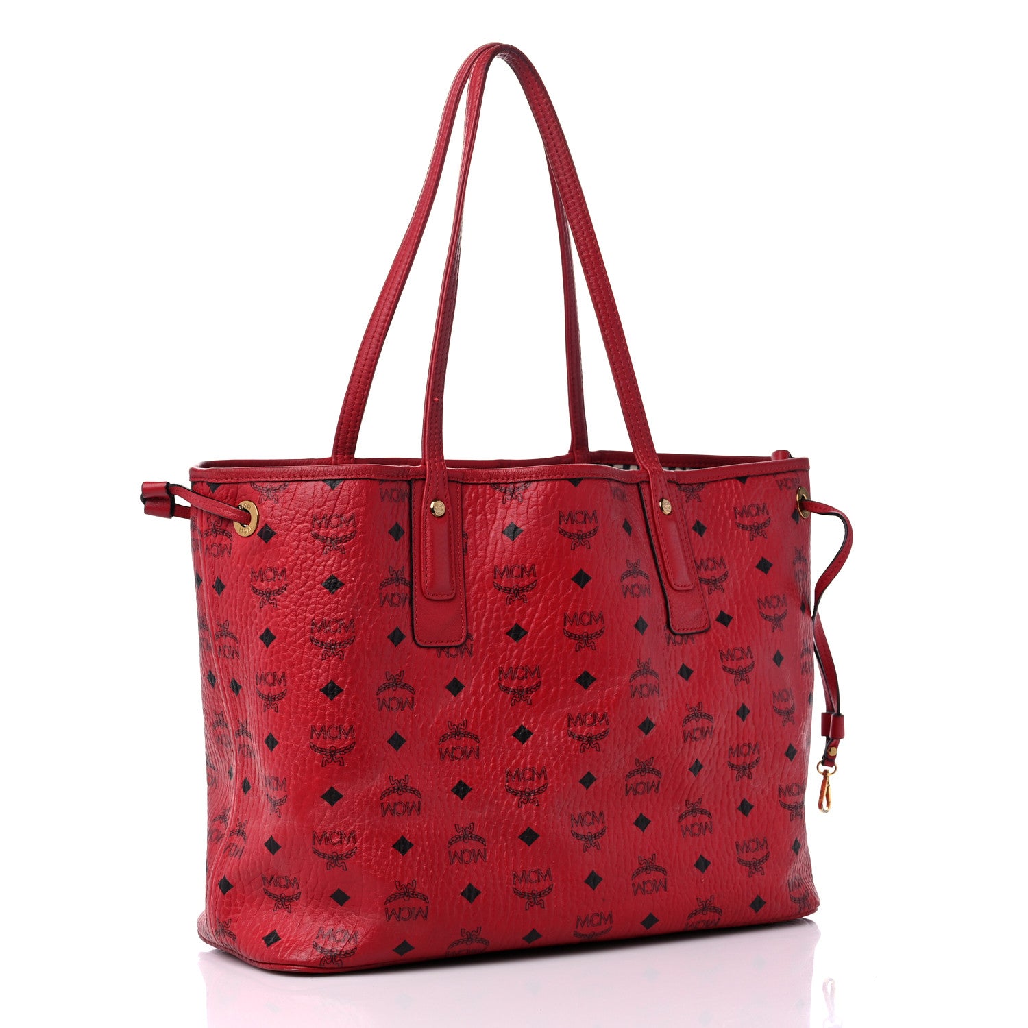 MCM Visetos Medium Liz Reversible Shopper Tote Ruby Red 3 of 22