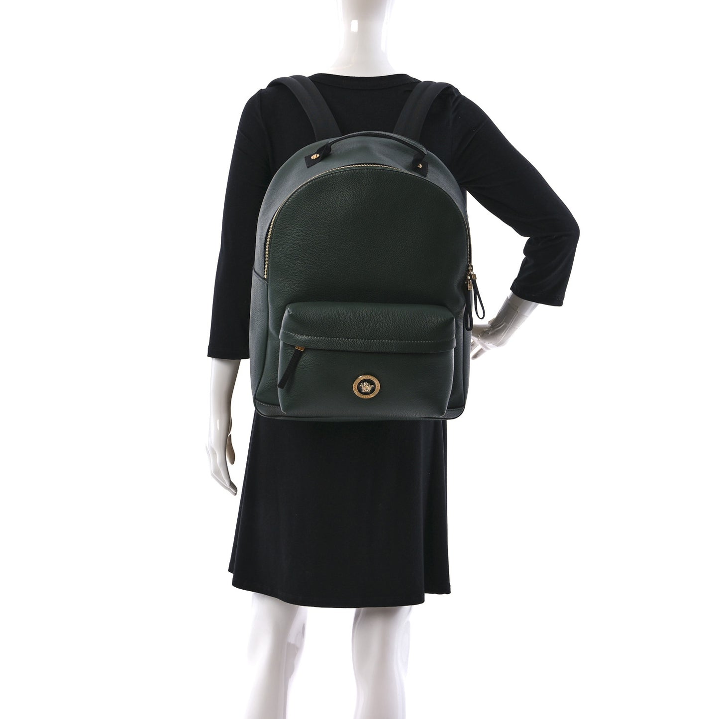 Calfskin Medusa Backpack Dark Green