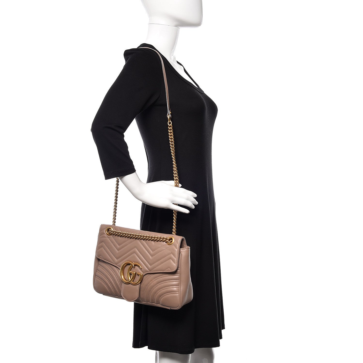Gucci Calfskin Matelasse Medium GG Marmont Shoulder Bag Porcelain Rose 2 of 12