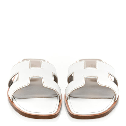 Hermes Box Calfskin Oran Sandals 36 White 2 of 11