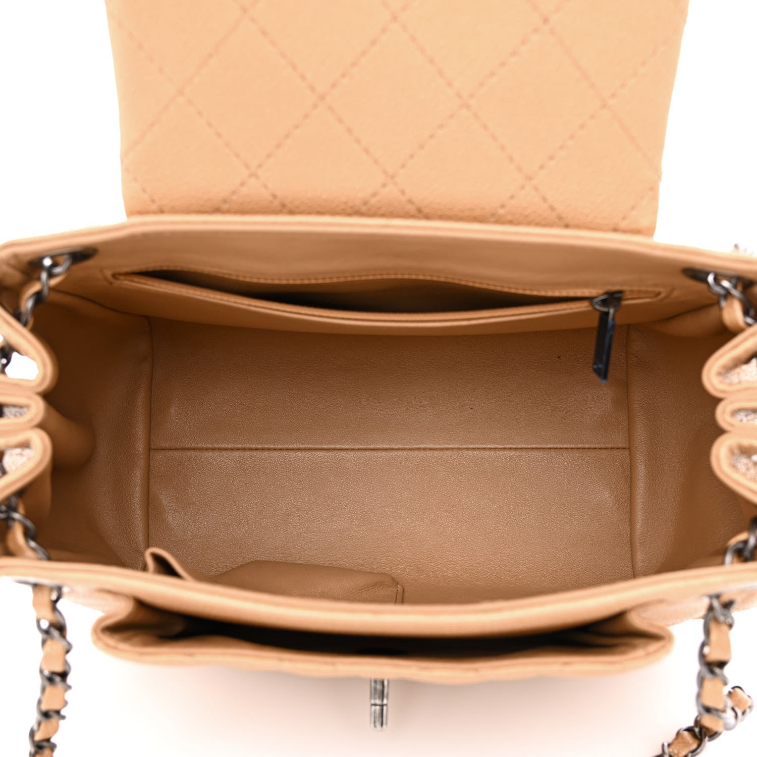 Chanel Caviar Quilted CC Accordion Shopping Bag Beige 5 of 12