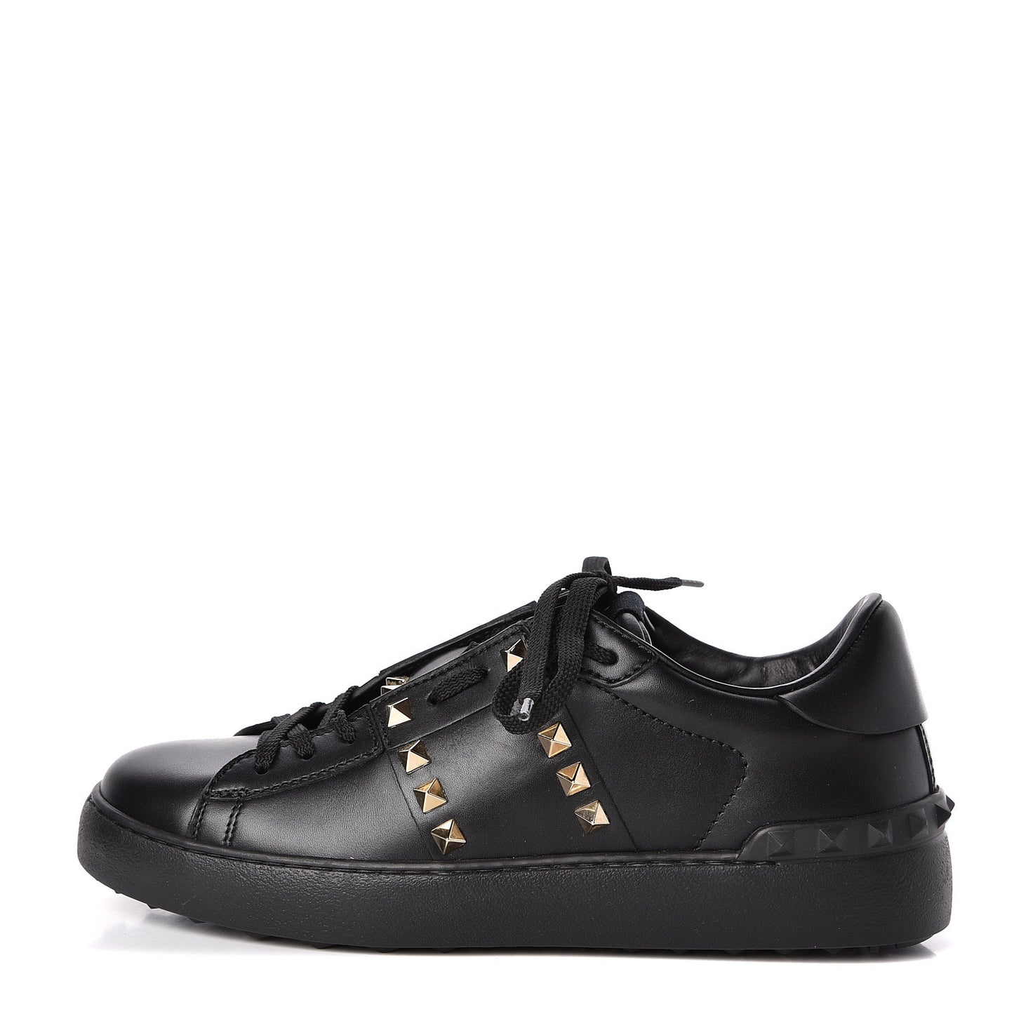 Calfskin Rockstud Untitled Open Sneakers size 37 Black